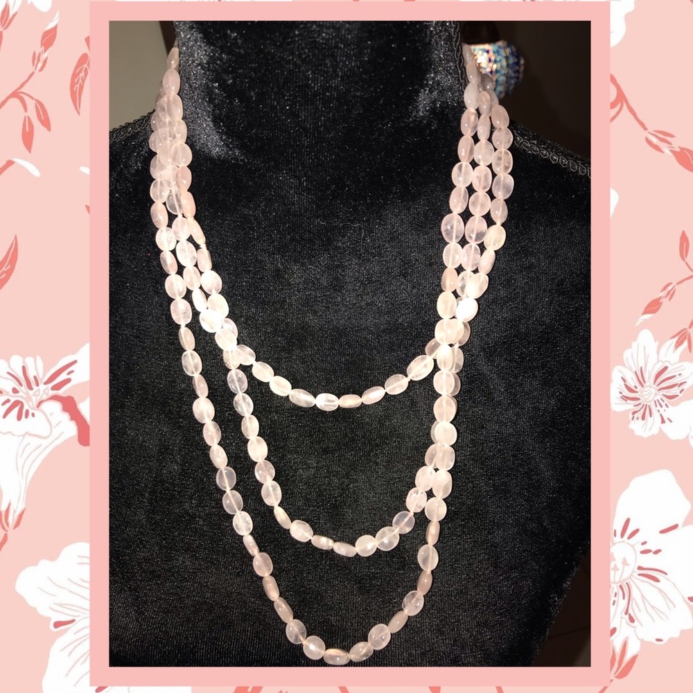 Natural Rose Quartz Necklace 70”